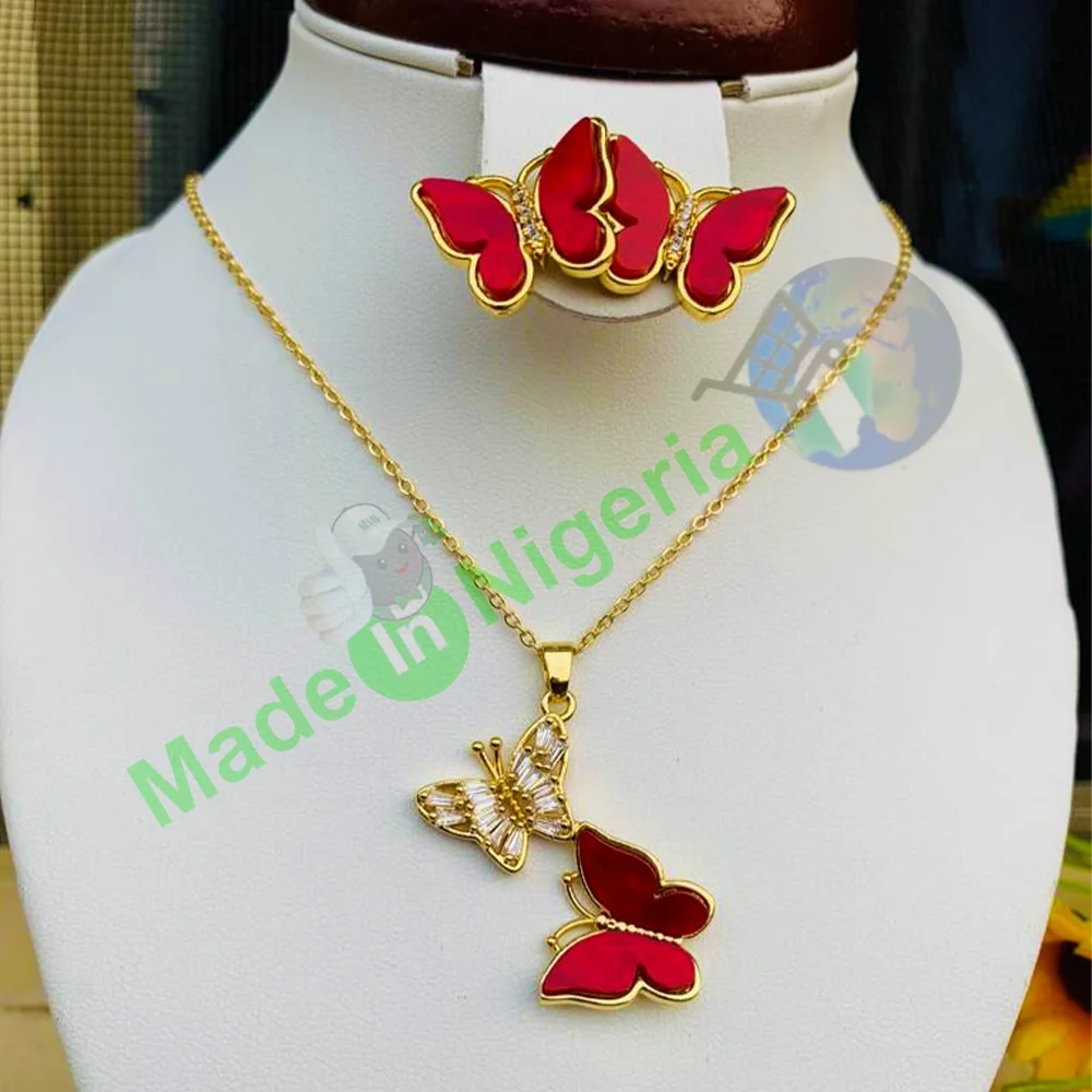Butterfly Necklace + Earrings - Image 2