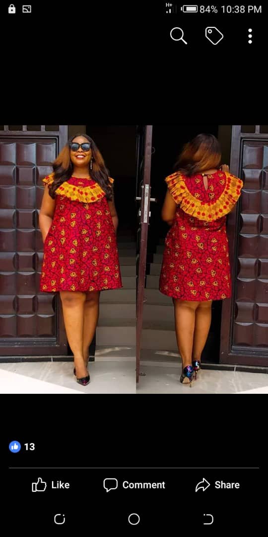 Ankara shift dress with cape