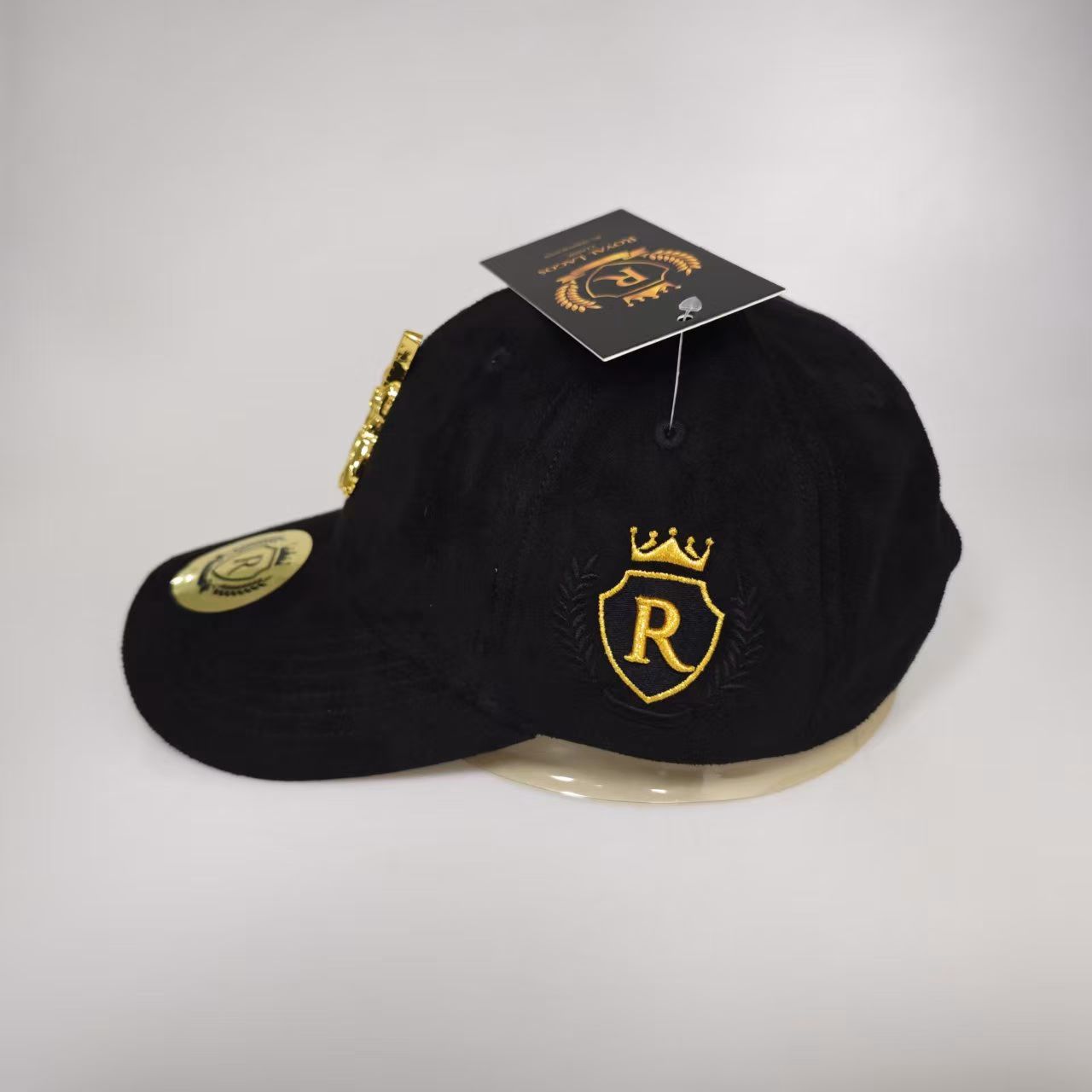 Royal Lagos Snapback Cap – Black Suede (Gold Pin) - Image 2