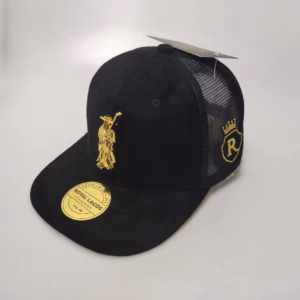 Royal Lagos Trucker Cap – Black Mesh (Gold Pin)