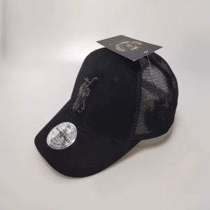 Royal Lagos Trucker Cap – Black Mesh (Gunmetal Pin)
