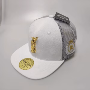 Royal Lagos Trucker Cap – White Mesh (Gold Pin)