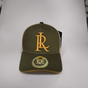 Royal Lagos Trucker Cap – Olive Green (Gold R Monogram)