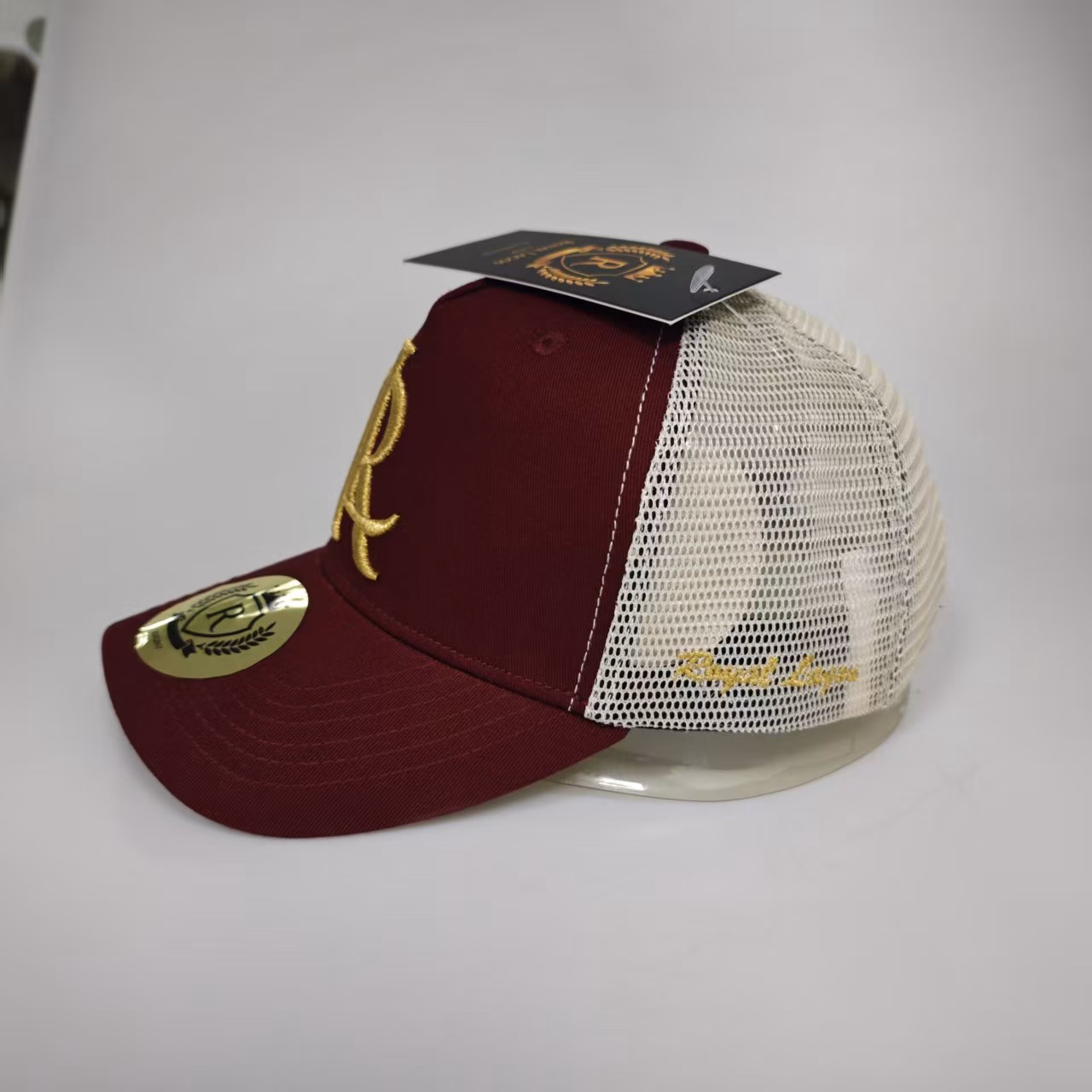 Royal Lagos Trucker Cap – Maroon & White (Gold R Monogram) - Image 2