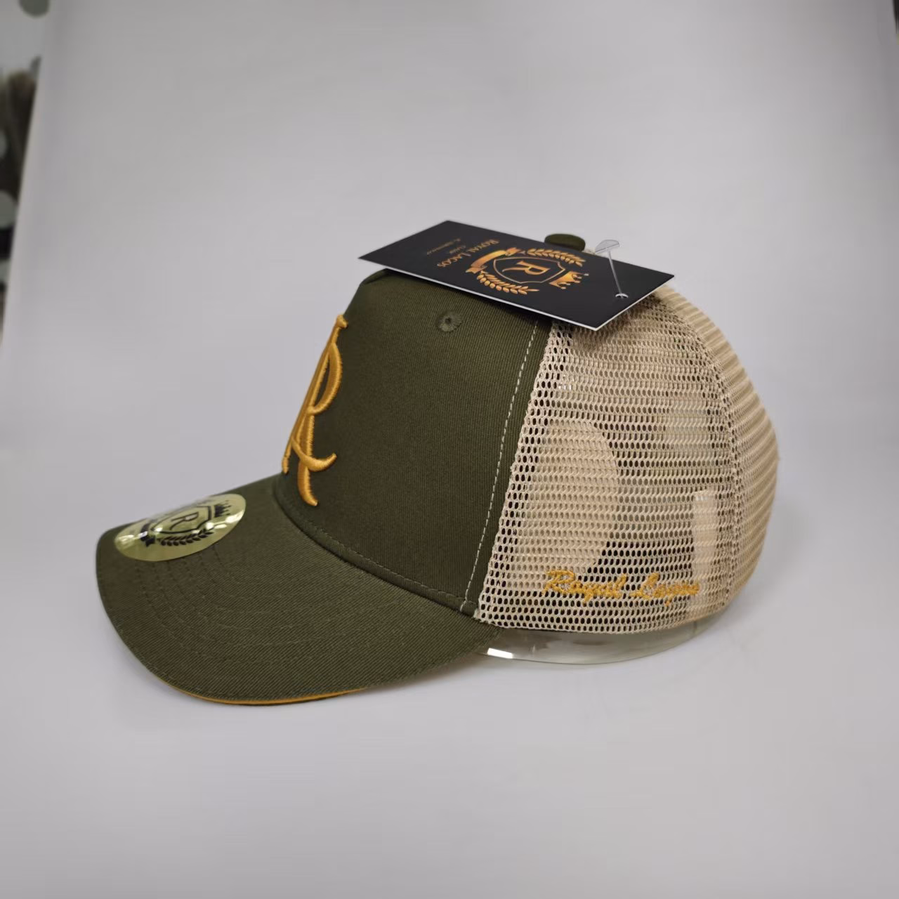 Royal Lagos Trucker Cap – Olive Green (Gold R Monogram) - Image 2