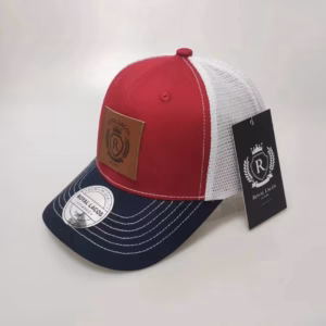 Royal Lagos Trucker Cap – Navy & Red (Leather Patch)