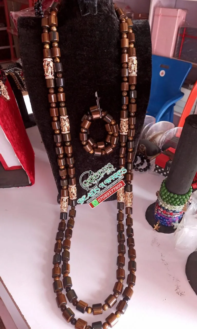 Coffee brown corporate/traditional bead neckpiece for men